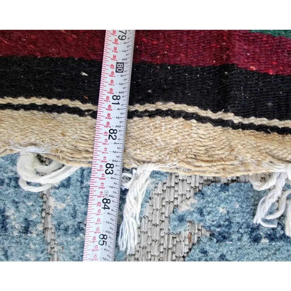 Vintage Southwestern Serape Blanket Rug Fringe Boho Tribal Throw Decor - 2